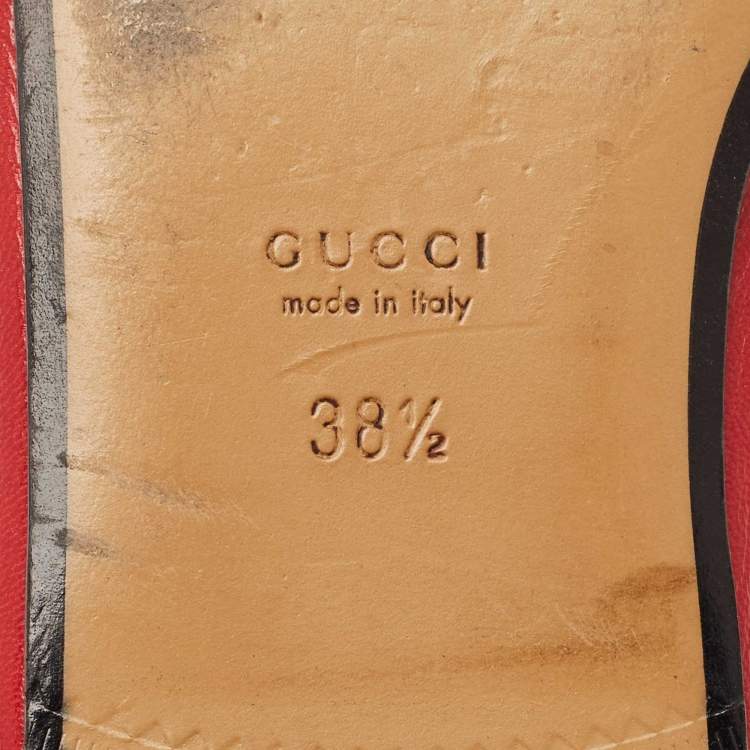 Pre Owned Gucci Red Leather Princetown Mules Size 38.5