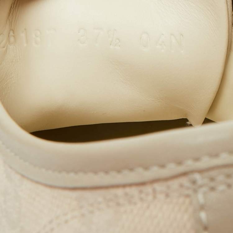 Pre Owned Gucci Grey GG Canvas and Leather Lace Up Sneakers Size 37.5