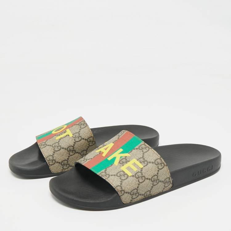 Pre Owned Gucci Multicolor GG Supreme Canvas Pool Slide Size 38