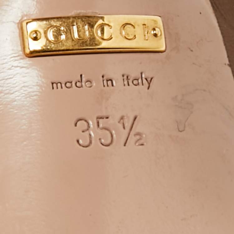 Pre Owned Gucci Brown Leather Claudie Ankle Strap Platform Sandals Size 35.5