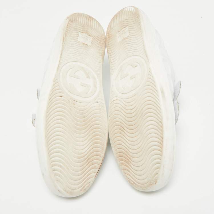 Pre Owned Gucci White/Green Crocodile Leather and Leather Ace Low Top Sneakers Size 38