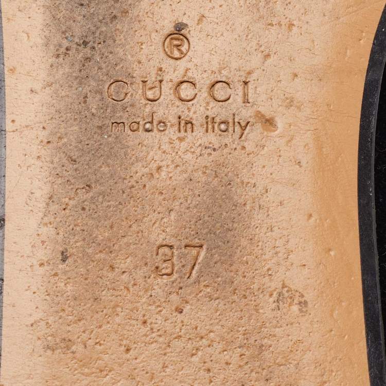 Pre Owned Gucci Black Velvet and Fur Princetown Horsebit Flat Mules Size 37