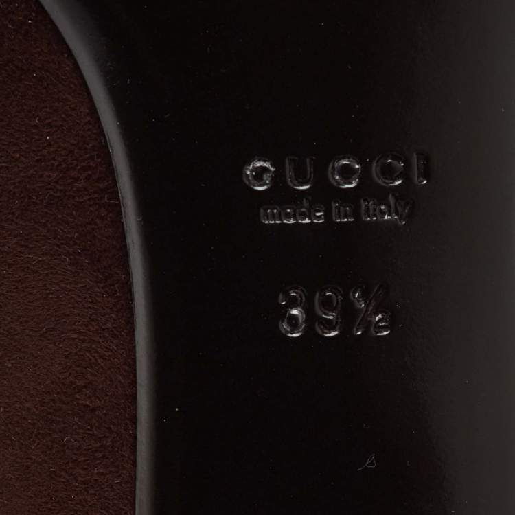 Pre Owned Gucci Dark Brown Suede Rivet Block Heel Pumps Size 39.5