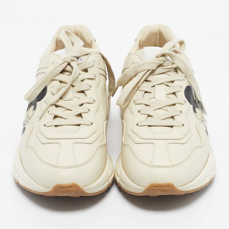 Pre Owned Gucci x Disney Off White Leather Mickey Mouse Rhyton Sneakers Size 38