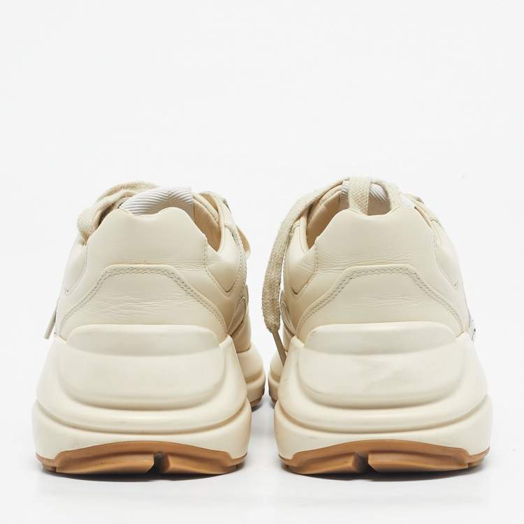 Pre Owned Gucci x Disney Off White Leather Mickey Mouse Rhyton Sneakers Size 38