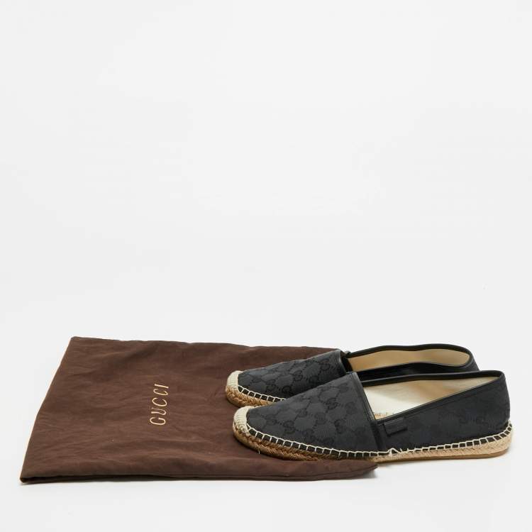 Pre Owned Gucci Black Canvas and Leather GG Espadrille Flats Size 40