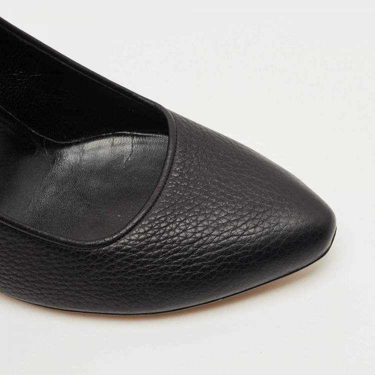 Pre Owned Gucci Black Leather Pointed Toe Block Heel Pumps Size 42