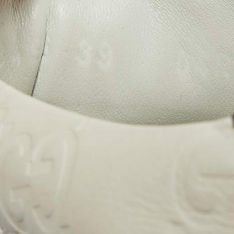Pre Owned Gucci White Guccissima Leather Web Detail Low Top Sneakers Size 39