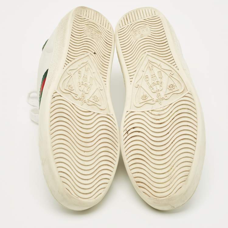 مملوكة مسبقًا Gucci White Crocodile and Leather Ace Lace Up Sneakers Size 37