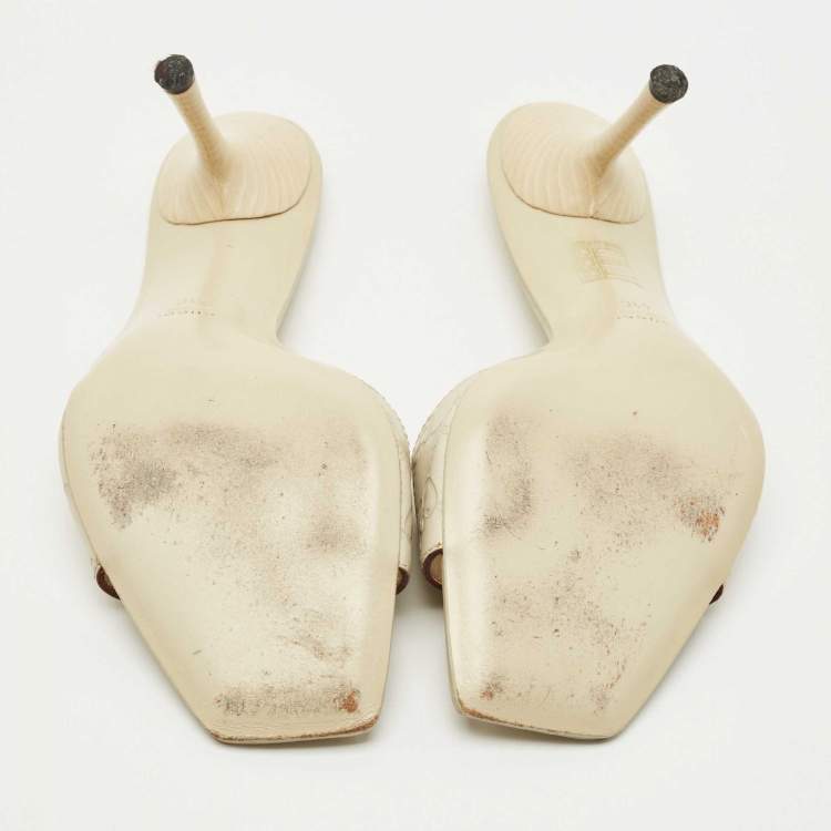 Pre Owned Gucci Cream Guccissima Leather Slide Sandals Size 41