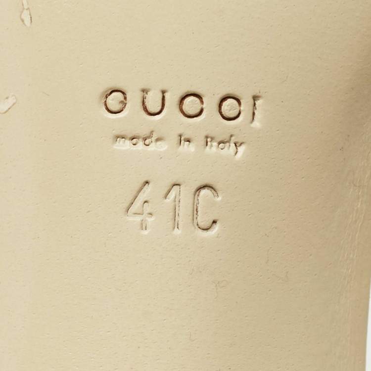 Pre Owned Gucci Cream Guccissima Leather Slide Sandals Size 41