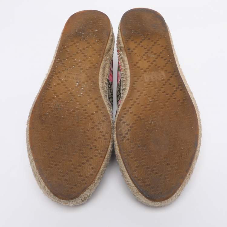 Pre Owned Gucci Multicolor GG Supreme Bloom Canvas Espadrille Flats Size 36.5