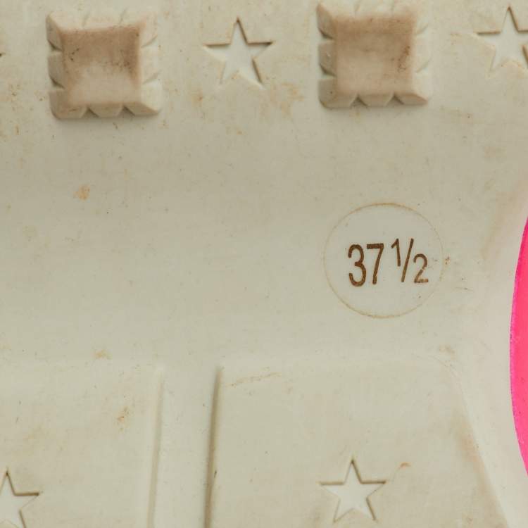 Pre Owned Gucci Neon Pink Leather Rhyton Sneakers Size 37.5