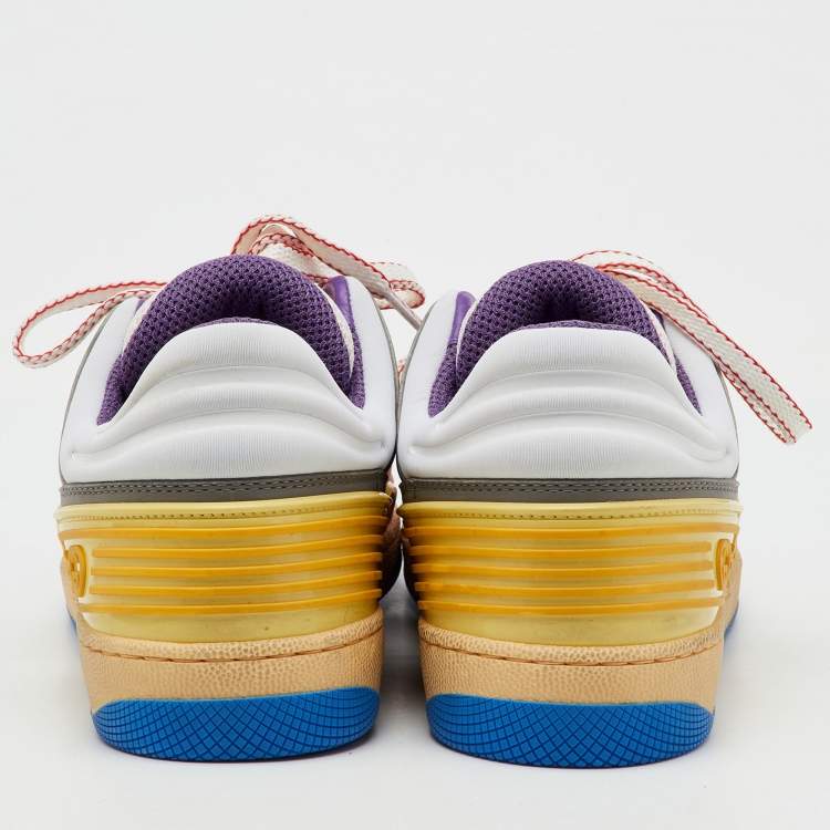 Pre Owned Gucci Multicolor Leather and Fabric Demetra Basket Low Top Sneakers Size 37