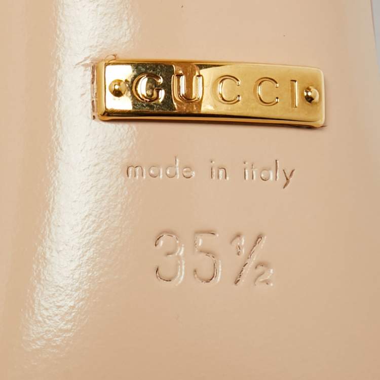 Pre Owned Gucci Pink Patent Leather Ankle Strap Sandals Size 35.5