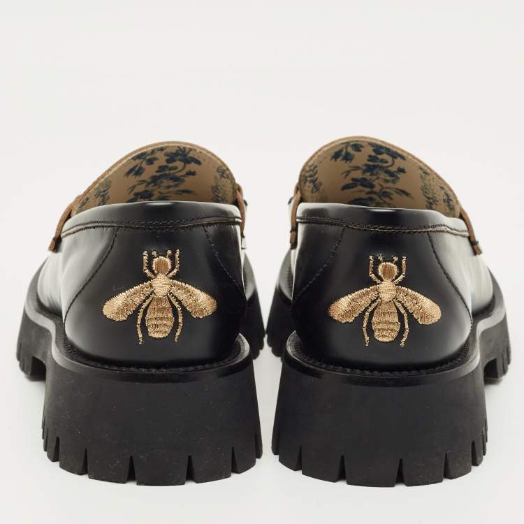 Pre Owned Gucci Black Leather Horsebit Loafers Size 39.5