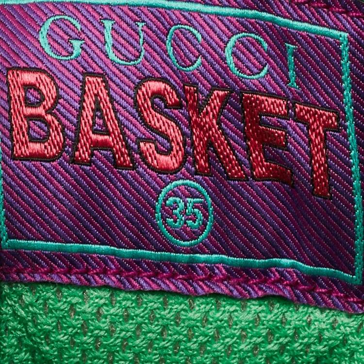 Pre Owned Gucci Multicolor Mesh Leather and Fabric Basket Sneakers Size 35