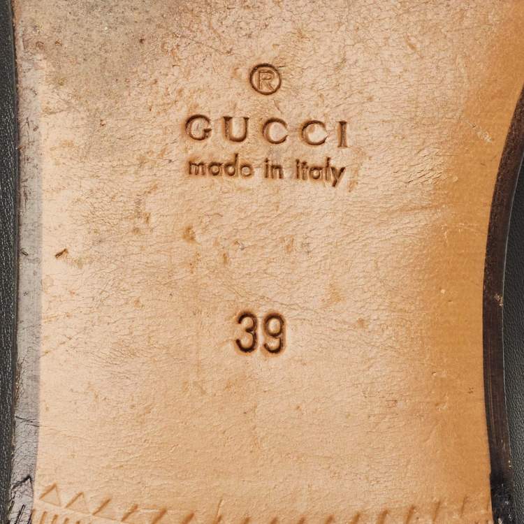 Pre Owned Gucci Black Leather Rose Embroidered Princetown Horsebit Flat Mules Size 39