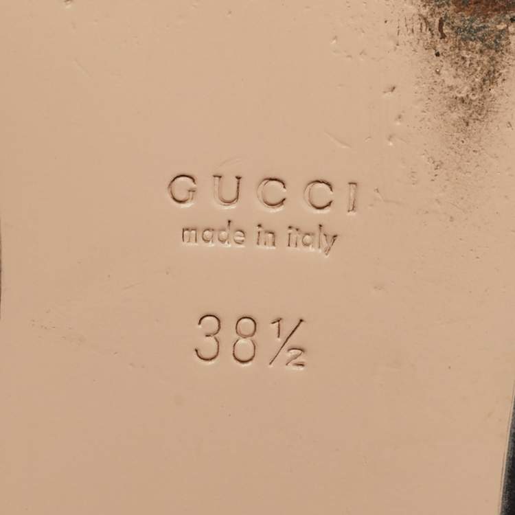 Pre Owned Gucci Silver Leather Horsebit Princetown Mules Size 38.5