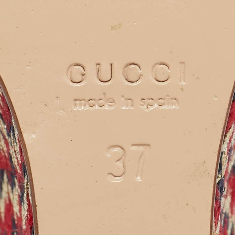 Pre Owned Gucci Red Suede Horse Bit  Carolina Wedge Sandals Size 37