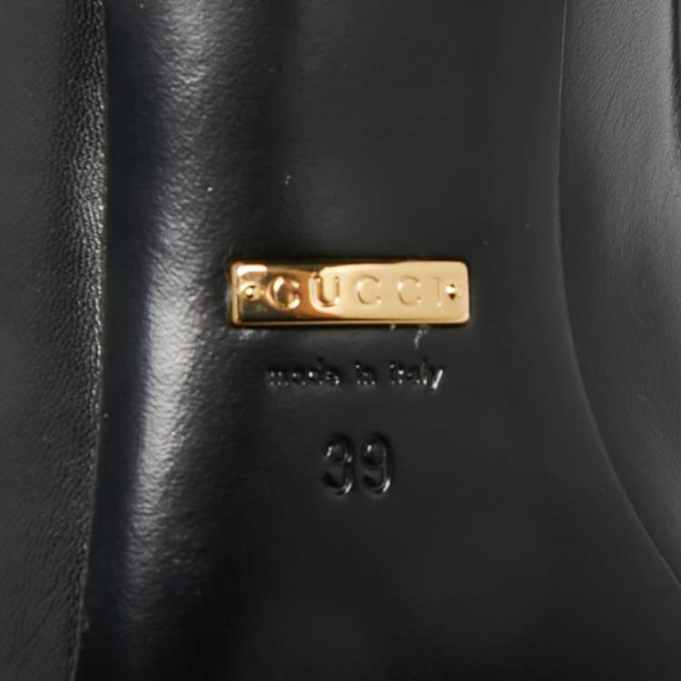 Pre Owned Gucci Black Leather Chain Embellished Mary Jane Pumps Size 39