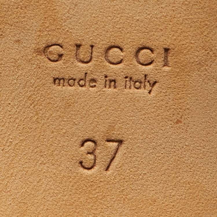 Pre Owned Gucci Beige Nubuck Leather Interlocking G Buckle Pumps Size 37