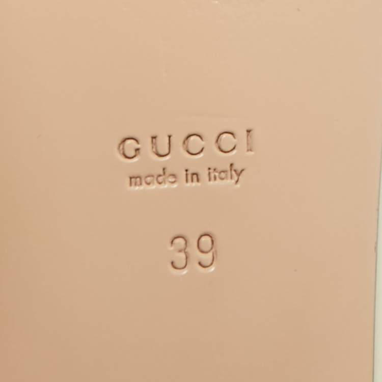 Pre Owned Gucci Cream Patent Leather Harlow Flat Slides Size 39