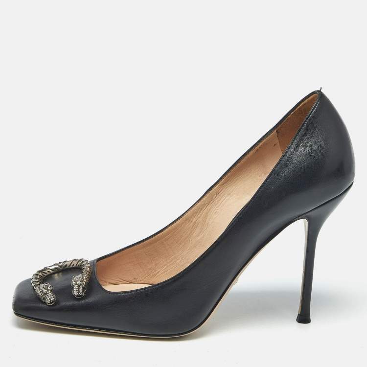 Pre Owned Gucci Black Leather Dionysus Pumps Size 40