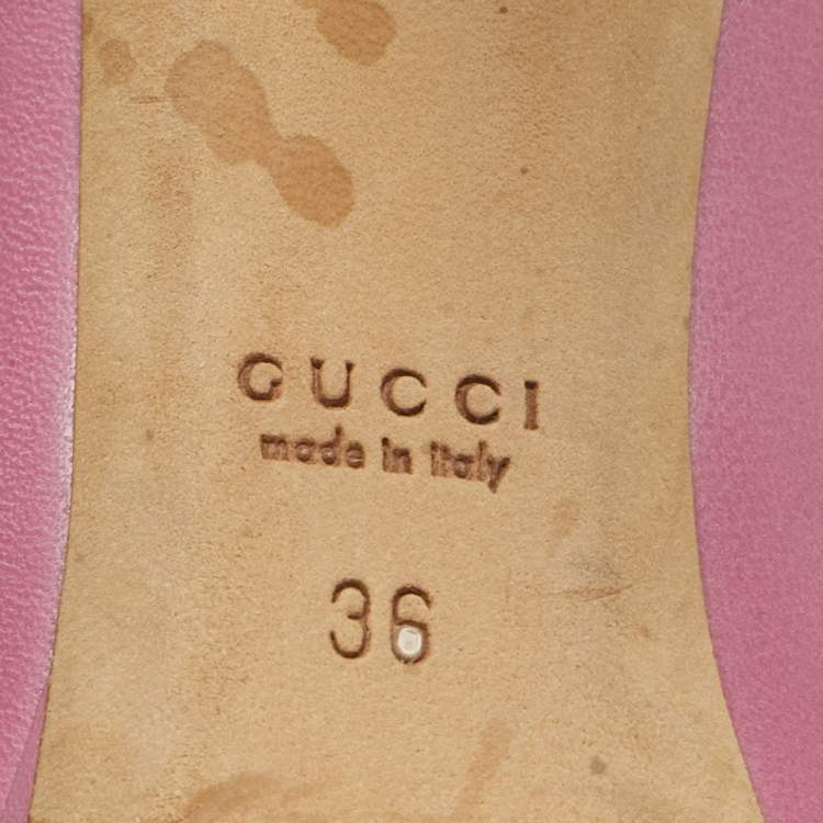 Pre Owned Gucci Pink Leather Jolene Peep Toe Pumps Size 36
