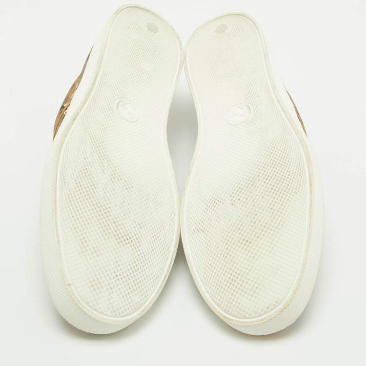 Pre Owned Disney x Gucci Brown GG Supreme Canvas Slip-On Mickey Mouse Sneakers Size 44.5