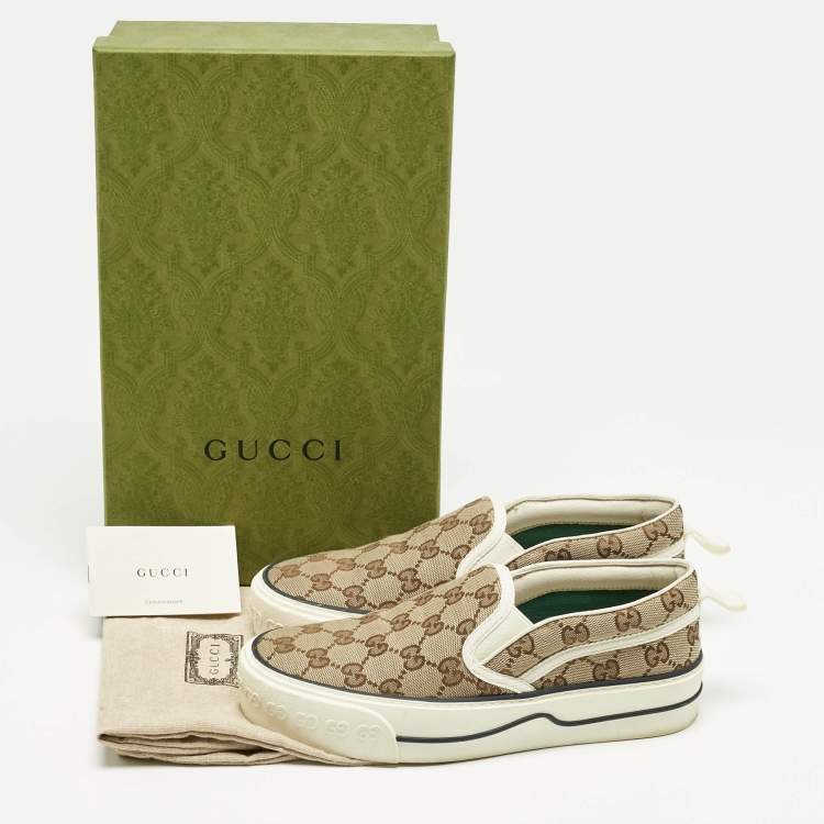 Pre Owned Gucci Beige GG Canvas Tennis 1977 Sneakers Size 36