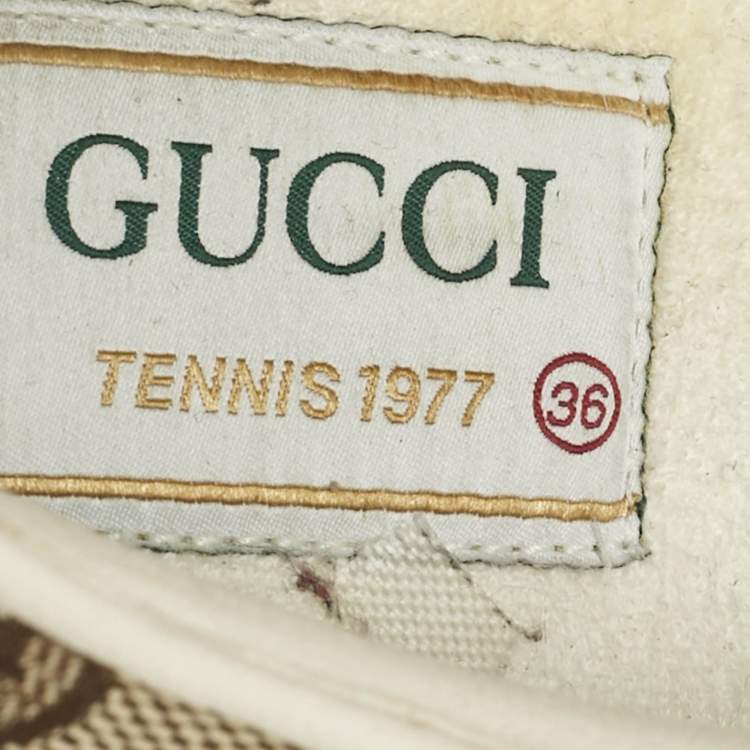 Pre Owned Gucci Beige GG Canvas Tennis 1977 Sneakers Size 36
