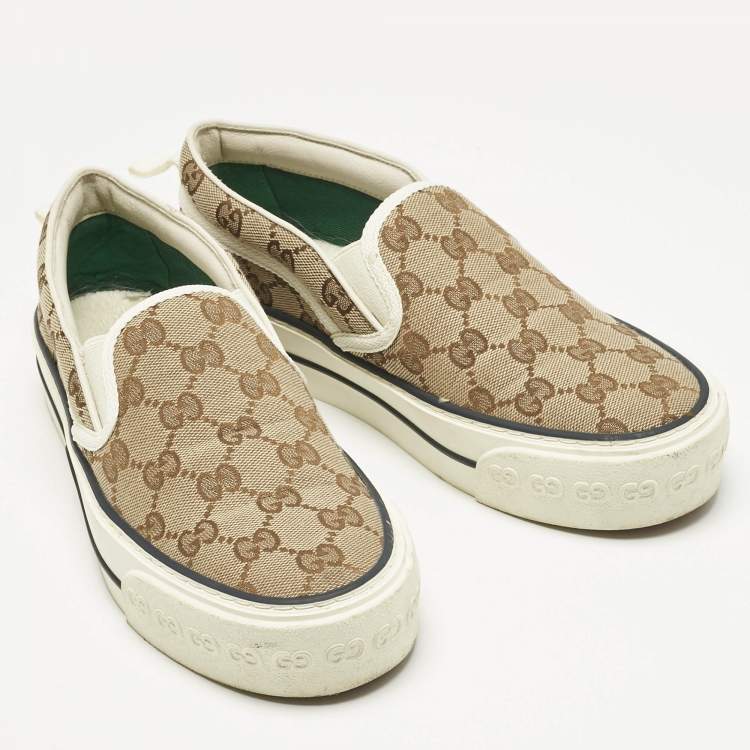 Pre Owned Gucci Beige GG Canvas Tennis 1977 Sneakers Size 36