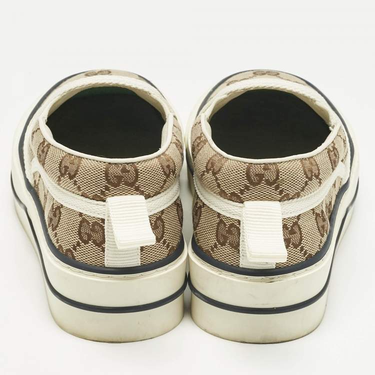Pre Owned Gucci Beige GG Canvas Tennis 1977 Sneakers Size 36