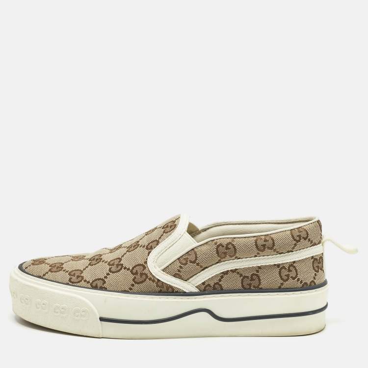 Pre Owned Gucci Beige GG Canvas Tennis 1977 Sneakers Size 36