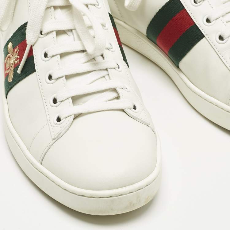 Pre Owned Gucci White Leather Ace Foldable Sneakers Size 39