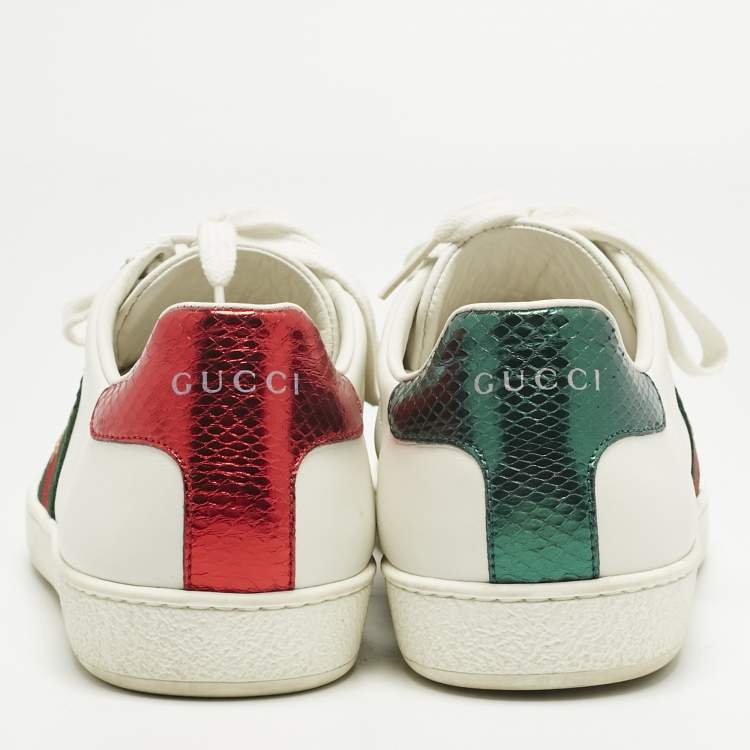Pre Owned Gucci White Leather Ace Foldable Sneakers Size 39