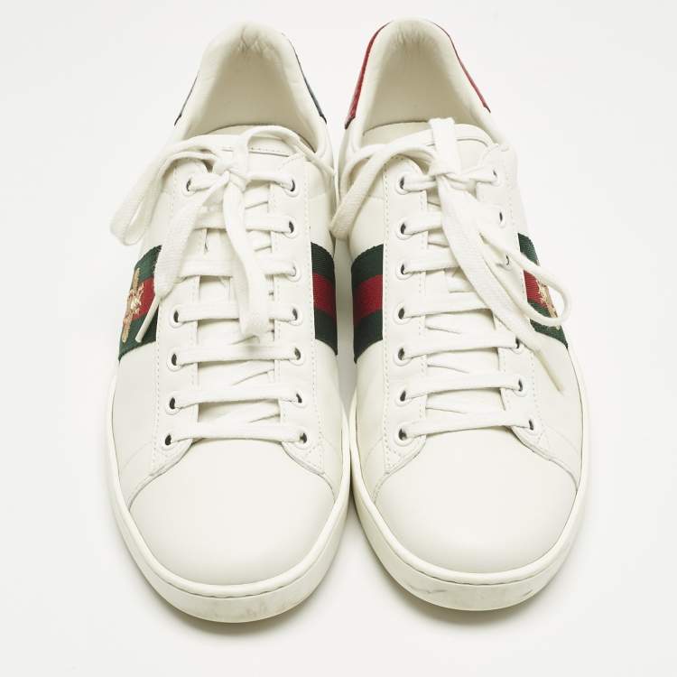 Pre Owned Gucci White Leather Ace Foldable Sneakers Size 39