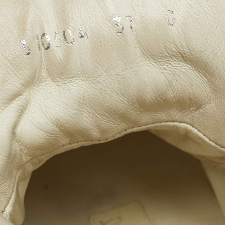 Pre Owned حذاء رياضي غوتشي كاريبو براغا جديد جلد أحمر / أبيض عنق طويل مقاس 37