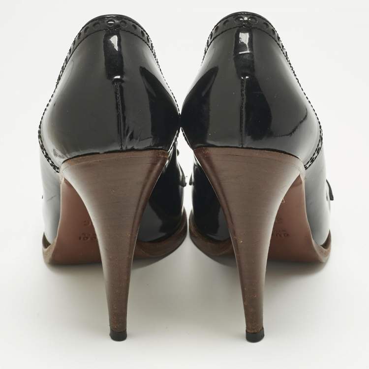 Pre Owned Gucci Black Patent Leather Horsebit Pumps Size 37