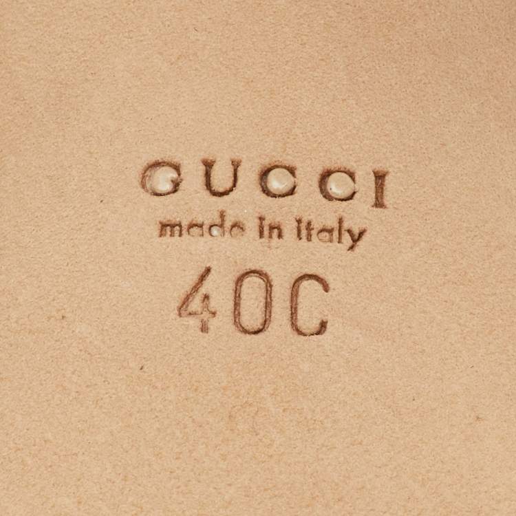 Pre Owned Gucci Black/Gold Suede and Patent Leather Ankle Strap Platform Pumps Size 40