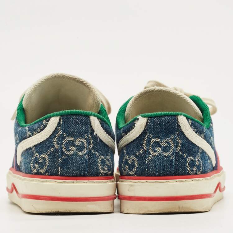 Pre Owned Gucci Navy Blue GG Denim Tennis 1977 Sneakers Size 36