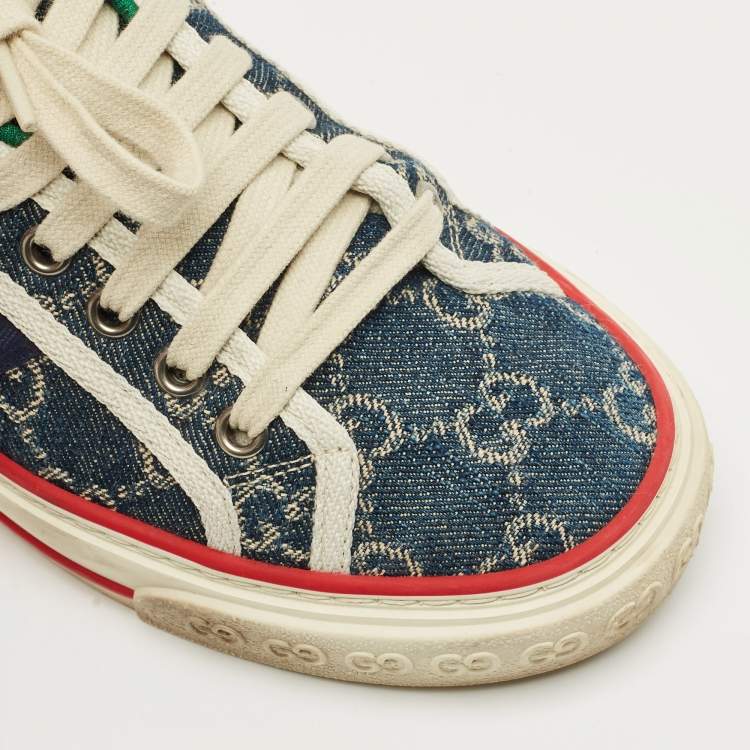 Pre Owned Gucci Navy Blue GG Denim Tennis 1977 Sneakers Size 36