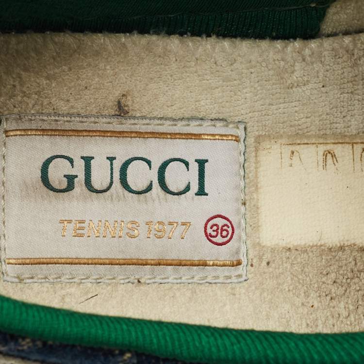 Pre Owned Gucci Navy Blue GG Denim Tennis 1977 Sneakers Size 36