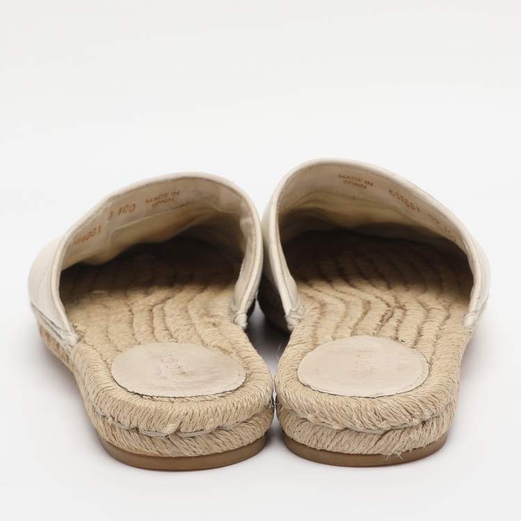 Pre Owned Gucci White Leather GG Marmont Espadrilles Mules Size 39