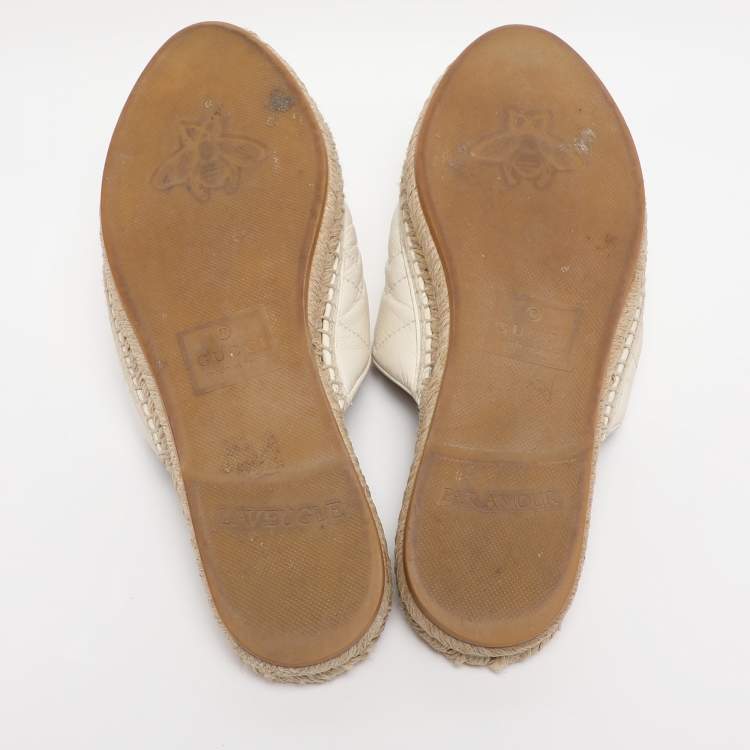 Pre Owned Gucci White Leather GG Marmont Espadrilles Mules Size 39