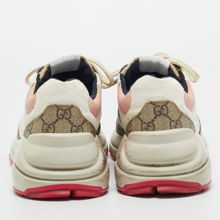 Pre Owned Gucci Multicolor GG Supreme Canvas Rhyton Sneakers Size 40