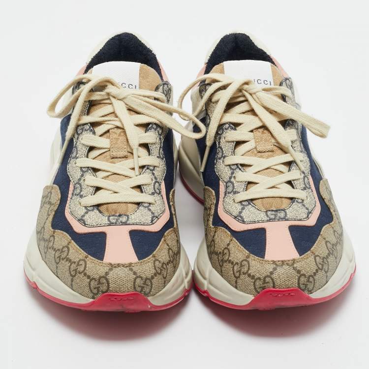 Pre Owned Gucci Multicolor GG Supreme Canvas Rhyton Sneakers Size 40