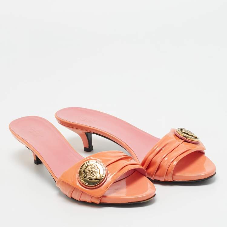 Pre Owned Gucci Pink Patent Leather Hysteria Slide Sandals Size 37