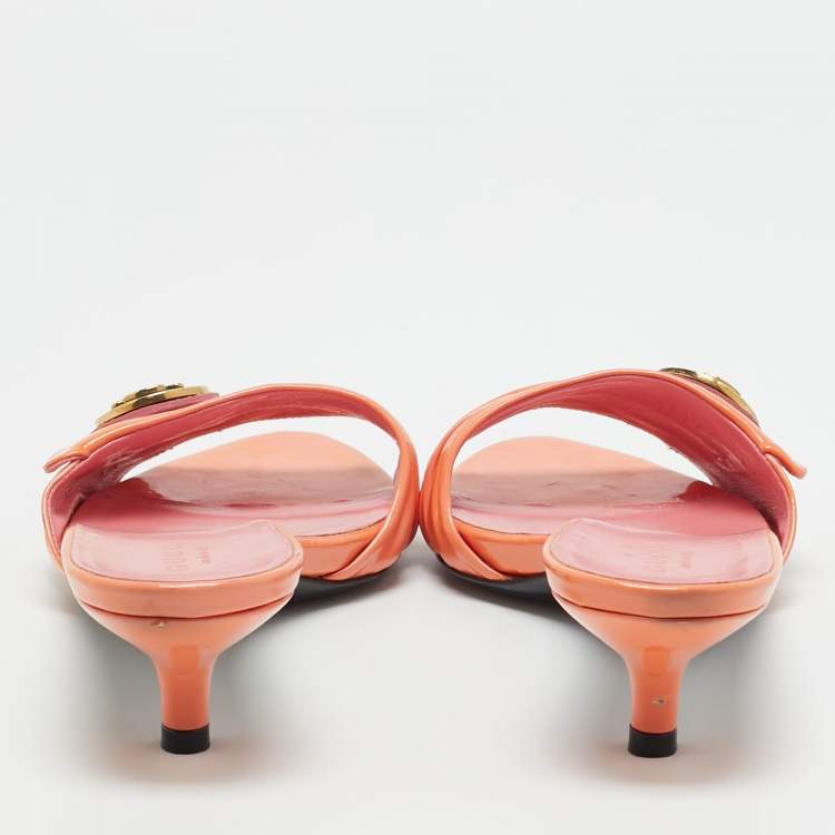 Pre Owned Gucci Pink Patent Leather Hysteria Slide Sandals Size 37